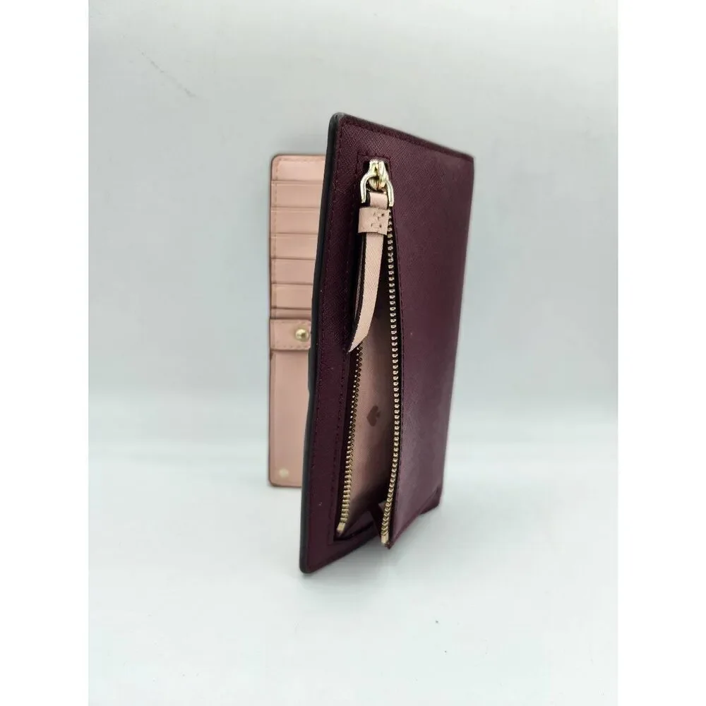 Kate Spade New York Cameron Wallet Lrg. Colorblock Slim Bifold Gold Zip $119